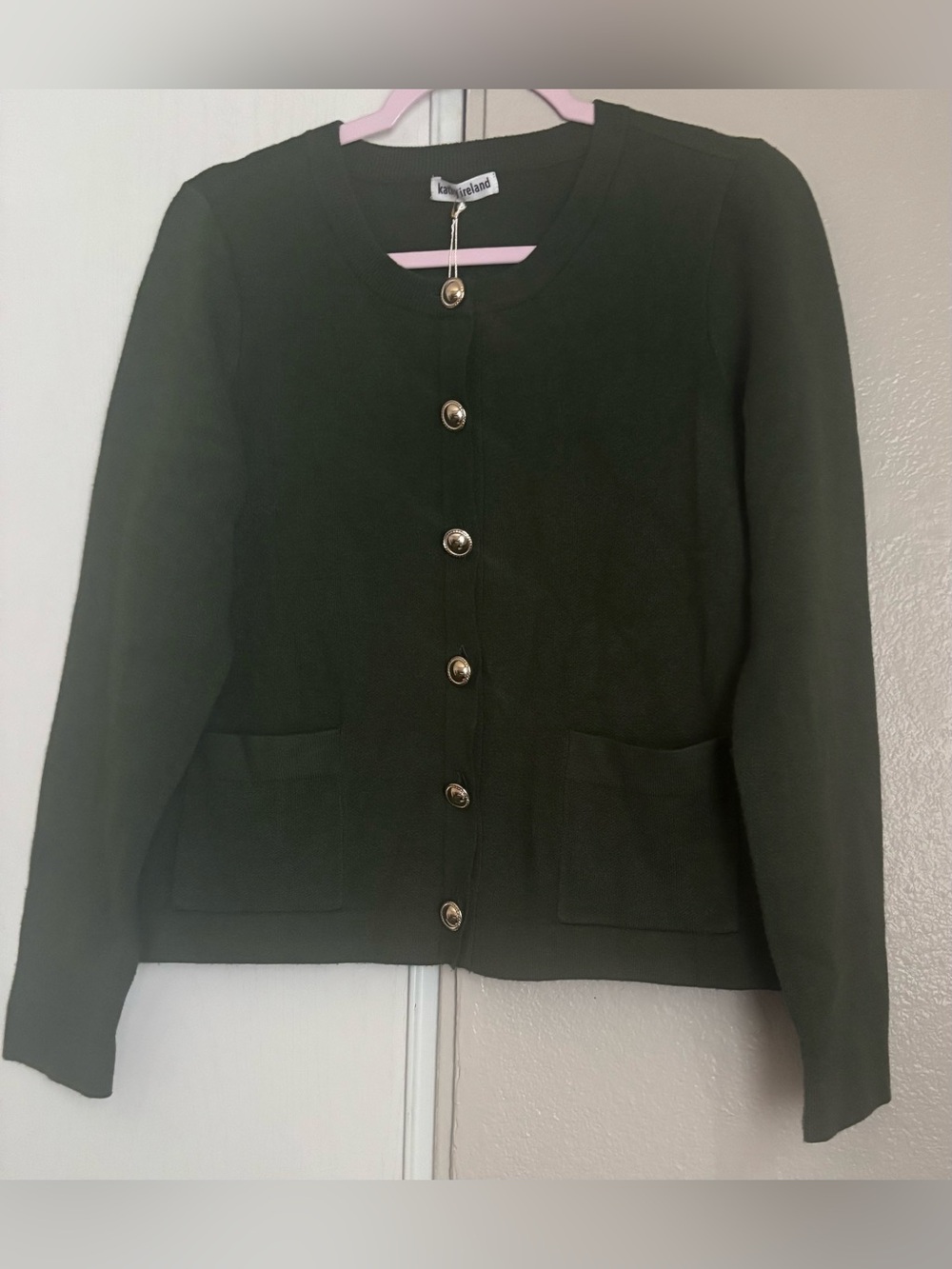 Olive Green Button-Front Women's Cardigan Jacket